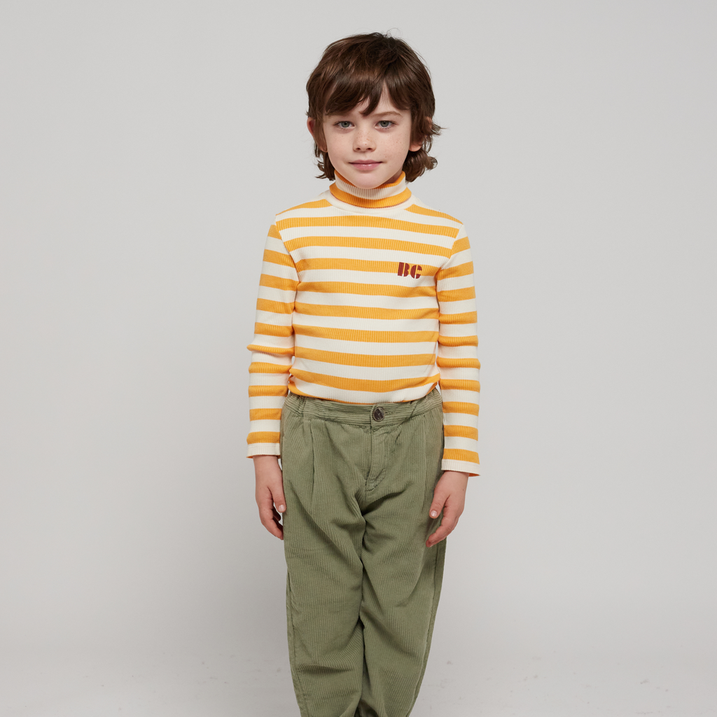 Bobo Choses Yellow stripes turtle neck T shirt kids long sleeve t shirts Bobo Choses   