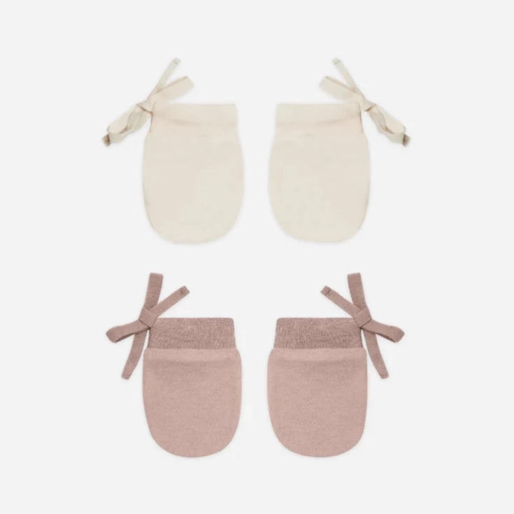 Quincy Mae No Scratch Mittens Set Natural Mauve