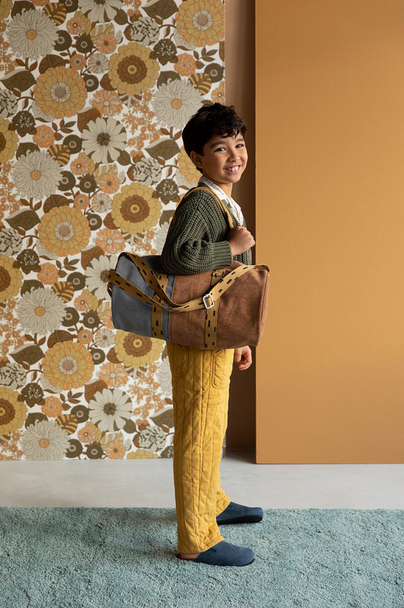 Blue and 2024 gold duffle bag