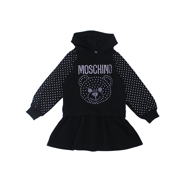 Moschino Kids Girls Rhinestones Hoodie Dress Crown Forever