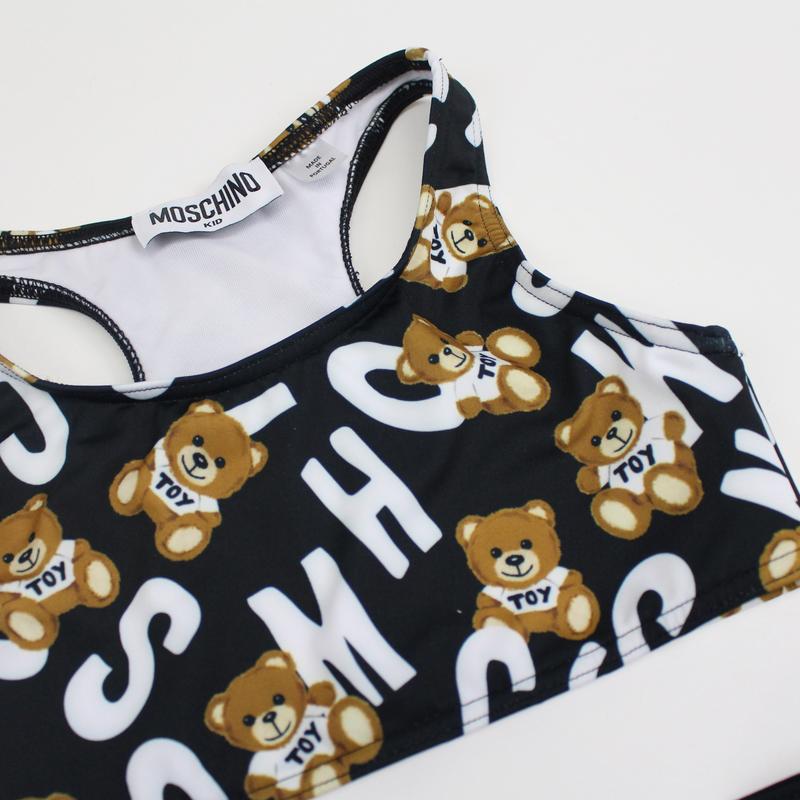 Moschino Kids Girls Black Teddy Bear Logo Bikini Crown Forever