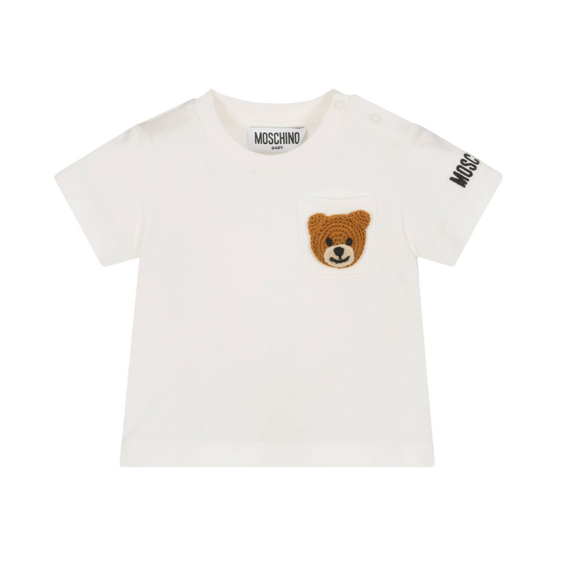 Moschino Baby Ivory Cotton Teddy Bear T-Shirt – Crown Forever