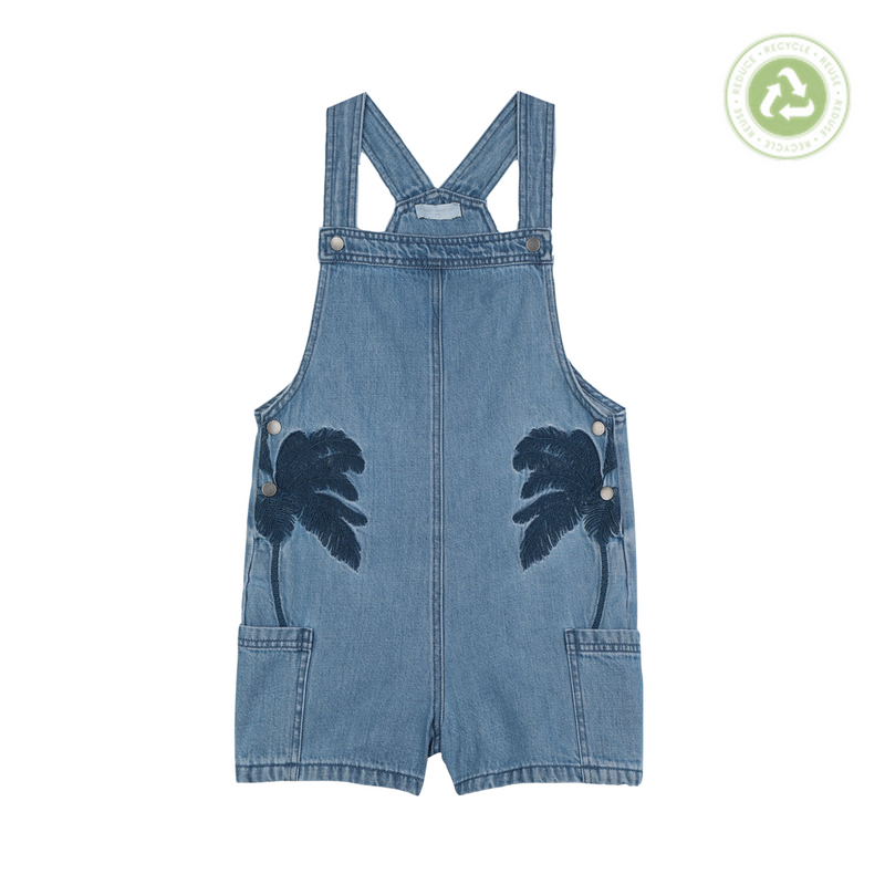 Stella McCartney Kids Girl Embroidered Palms Denim Overalls
