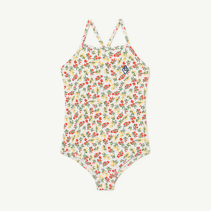 The Animals Observatory Girls White Floral Swimsuit UPF+