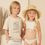 Rylee + Cru knotted bikini || seafoam check kids swimwear sets Rylee And Cru   