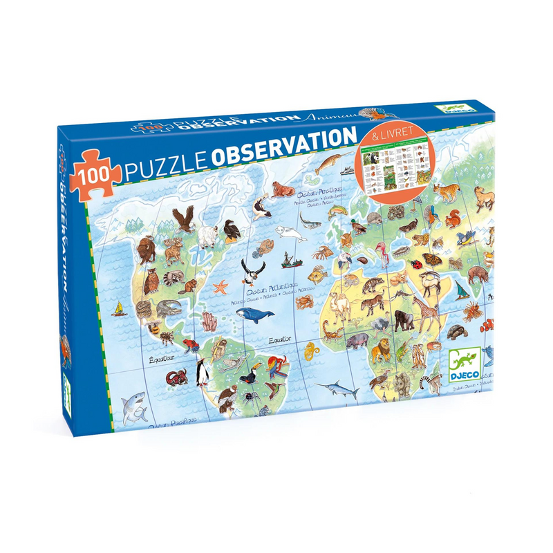 Djeco Observation World's Animals 100-piece puzzle and booklet kids art+craft Djeco   