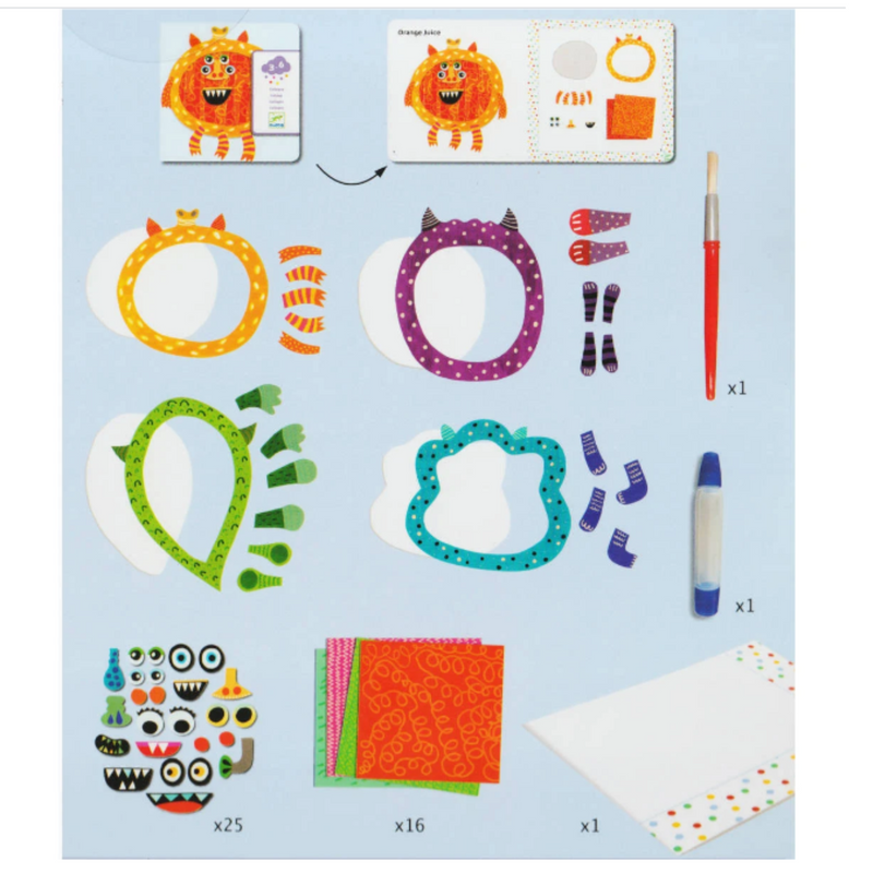 Djeco Collage Craft Kit - Happy Monsters kids educational toys Djeco   