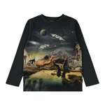 Molo Reif T-Rex Planet Black long sleeve t-shirt Kids T shirts Molo Kids   