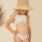 Rylee + Cru knotted bikini || seafoam check kids swimwear sets Rylee And Cru   