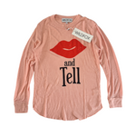 Wildfox Couture Women Kiss and Tell Long Sleeve Thermal Top Pink Lips WF Top Wildfox Couture   