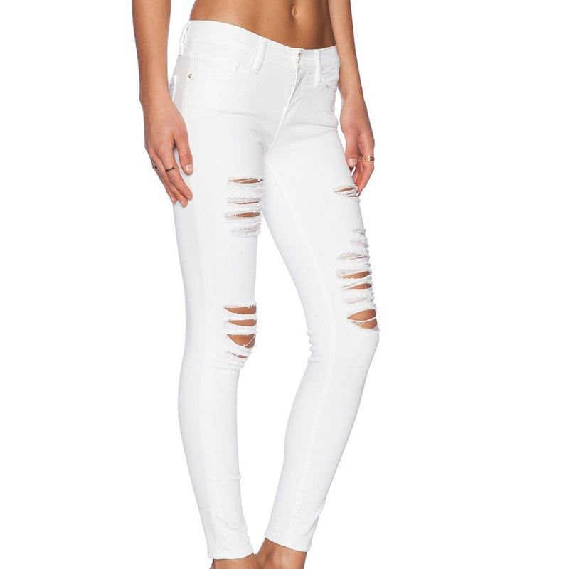 Frame Denim Le Colored Ripped Jeans White