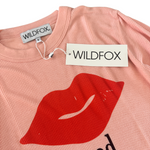 Wildfox Couture Women Kiss and Tell Long Sleeve Thermal Top Pink Lips WF Top Wildfox Couture   
