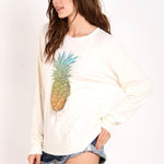 Wildfox Couture Rainbow Pineapple Sunrise Distressed Sweatshirt Pearl WF Tee Wildfox Couture   