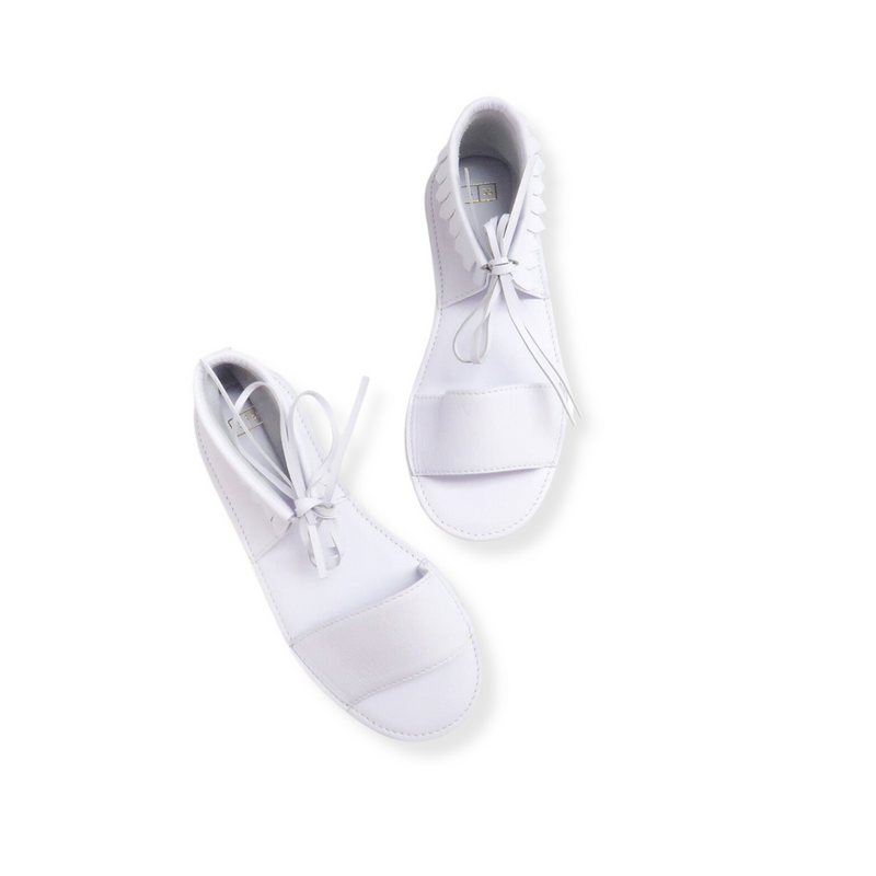 ili + charlie Teen/Women Boho Fringe Leather Sandals White* FINAL SALE women shoes ili + charlie   