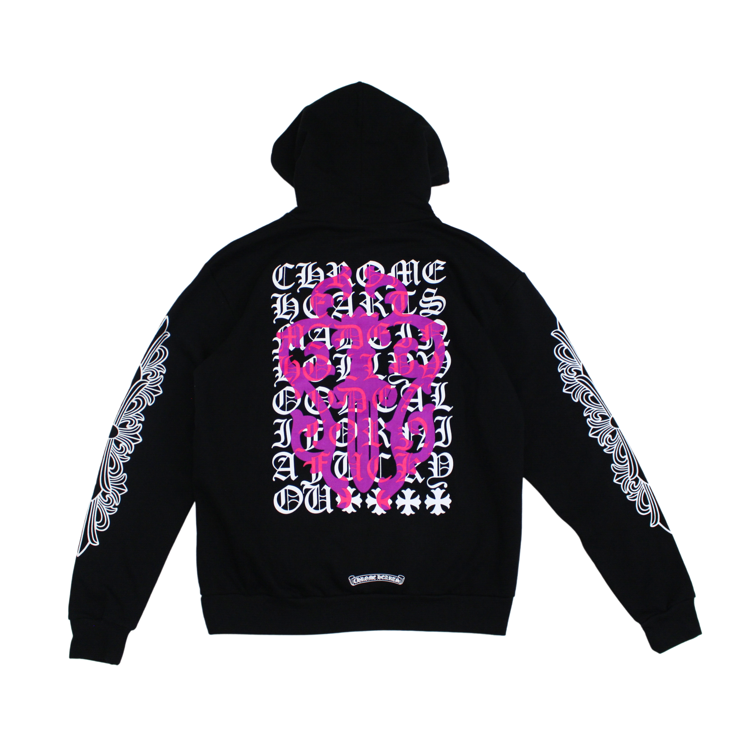 Chrome Hearts Eye Chart Pink Dagger Floral Sleeve Pullover Hoodie