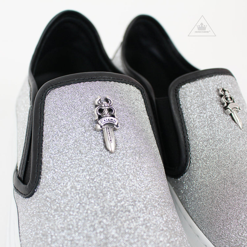 Chrome Hearts Slip On Metallic Silver Dagger Shoes