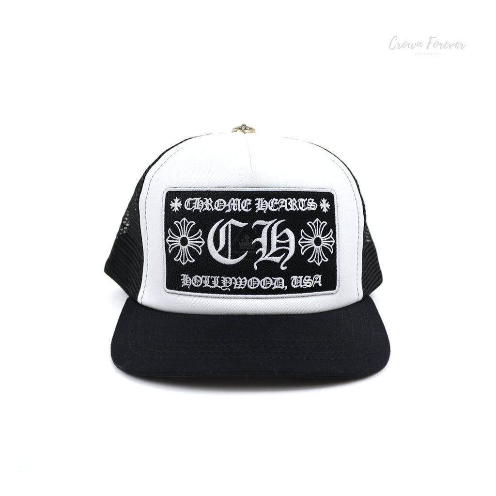 CH Hollywood Patch Trucker Cap Black/White CH HAT CHROME HEARTS   