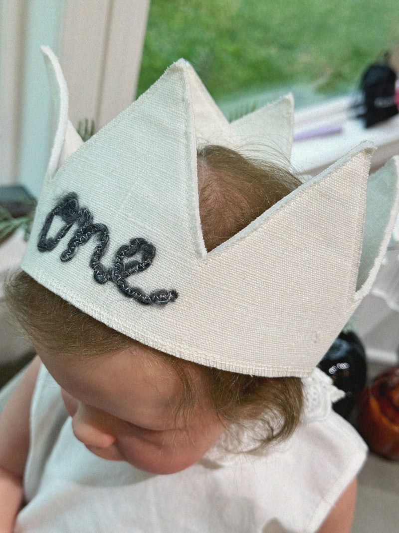 Oh Baby! Birthday Crown “One” Linen Hat kids hats Oh Baby!   