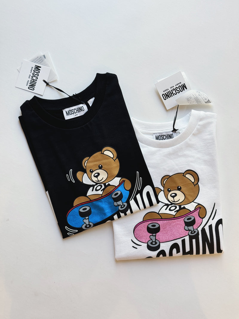 Moschino Kid-Teen Teen White Cotton Skater Bear T-Shirt kids T shirts Moschino   