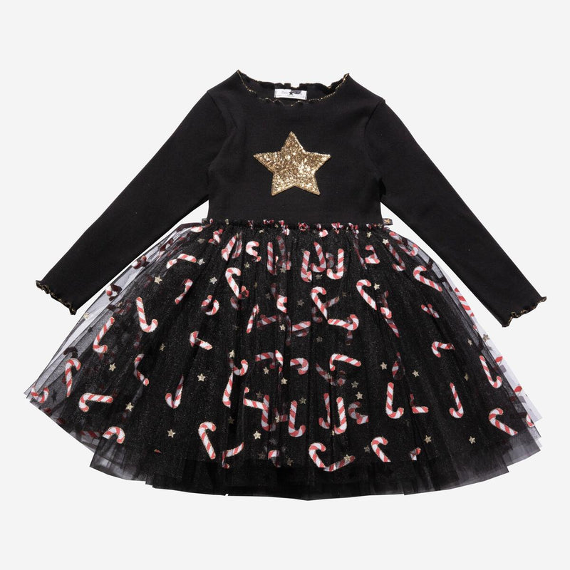 Petite Hailey Candy Cane Tutu Dress Black