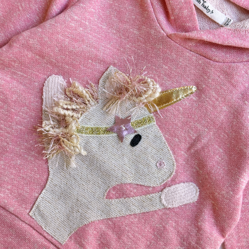 Oh Baby! Soft Cotton Unicorn Pink Hoodie