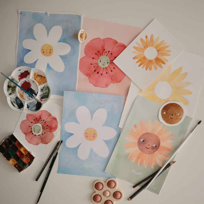 Mushie Floral Poster Set (Bloom/Love/Shine) | 11 x 14 kids decals Mushie   