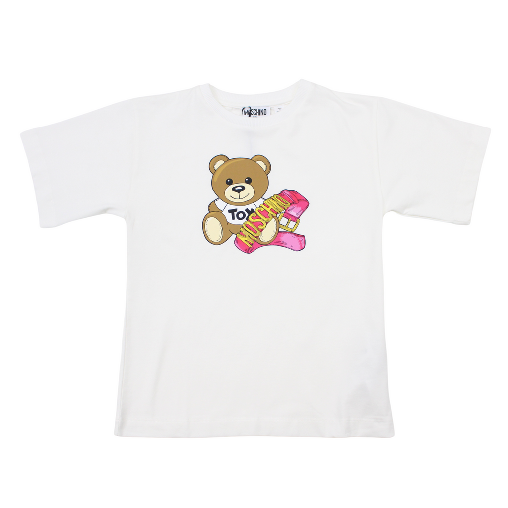 Moschino Kids girl pink belt maxi T-shirt