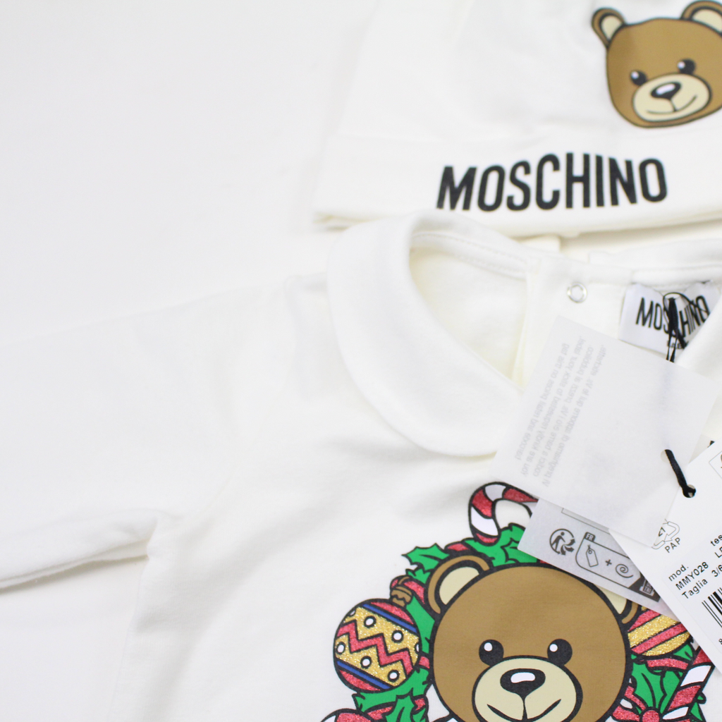 Moschino Kids Baby newborn footie holiday gift set