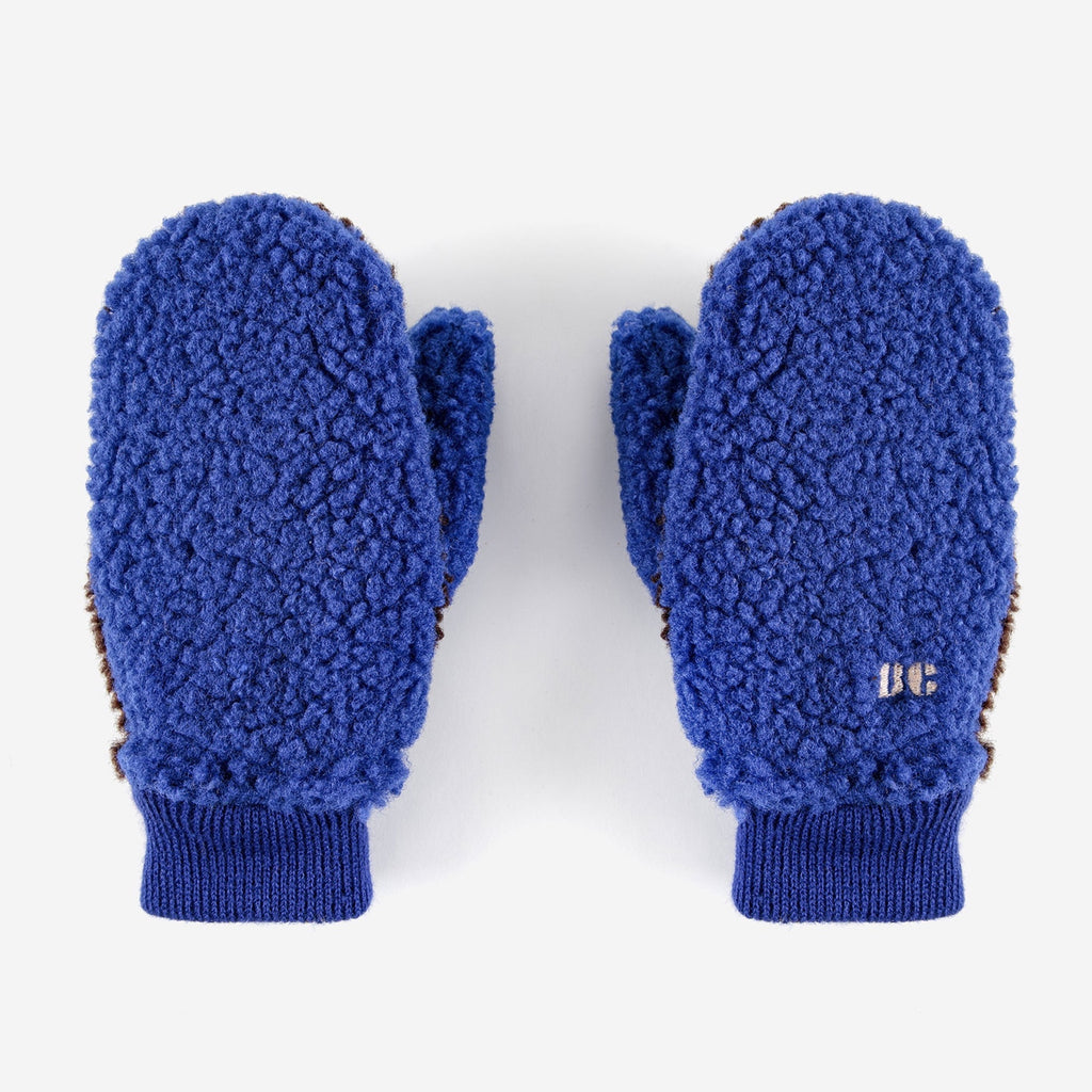 Bobo Choses color block sheepskin blue gloves