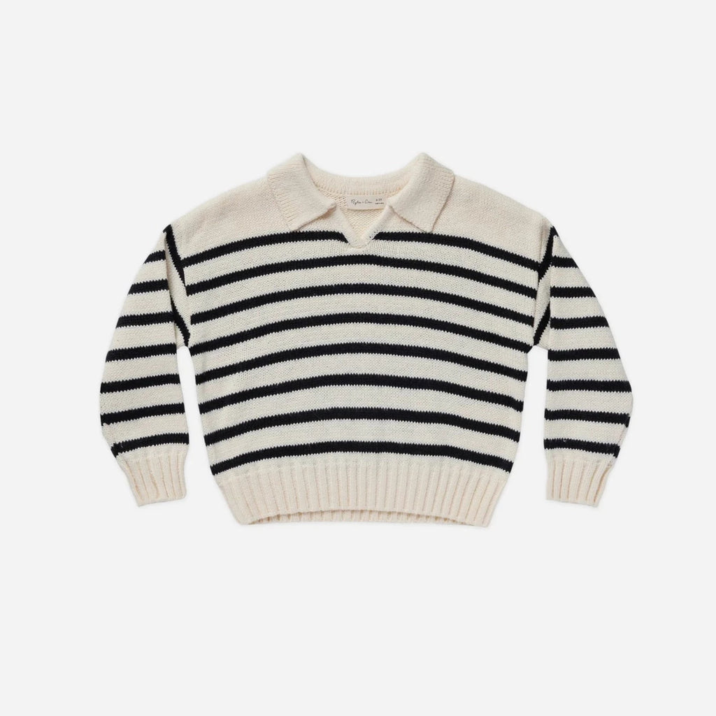 Rylee + Cru Collared Sweater || Black Stripe