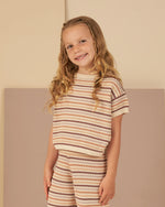 Rylee + Cru Boxy Crop Knit Tee || Honeycomb Stripe kids tops Rylee And Cru   