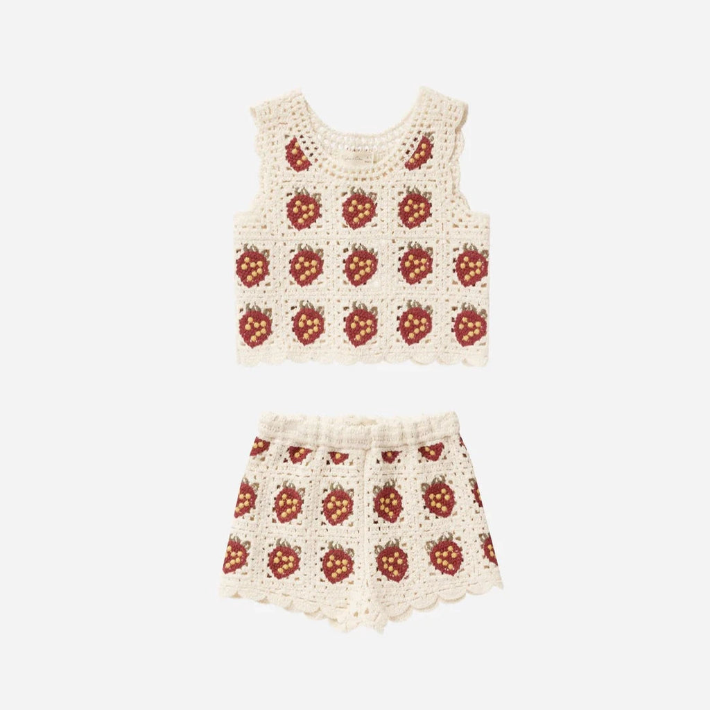 Rylee + Cru Crochet Tank Set || Strawberry kids tops+bottoms sets Rylee And Cru   