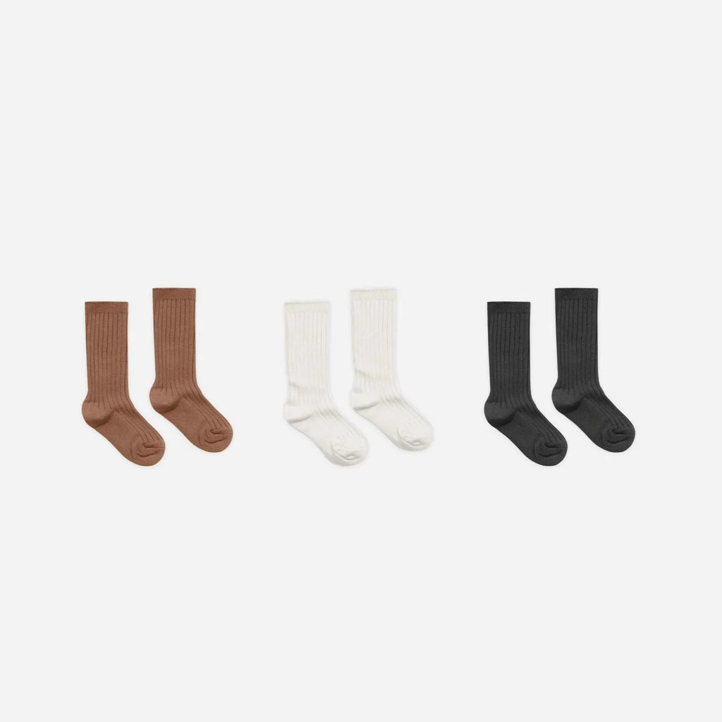 Rylee + Cru Ribbed Socks || Cedar / Ivory / Black