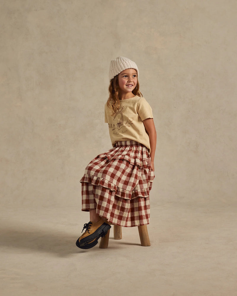 Rylee + Cru Ruffled Midi Skirt || Ruby Plaid kids skirts Rylee And Cru   