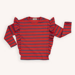Carlijnq stripes red/blue - ruffled organic kids top kids long sleeve t shirts CARLIJNQ   