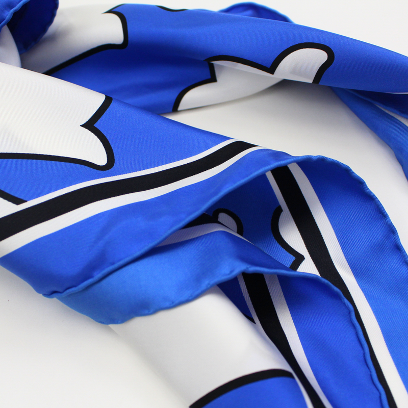 CH Blue and White All Over Print Silk Scarf - Crown Forever