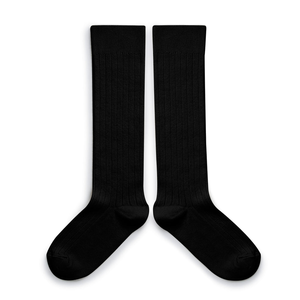 La Haute - Ribbed Knee-high Socks - Noir de Charbon