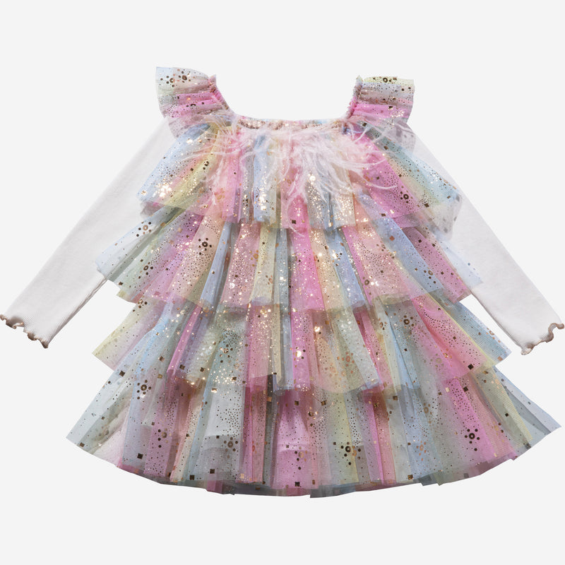 Petite Hailey Girl Ombre Layered Dress Peach kids dresses Petite Hailey   