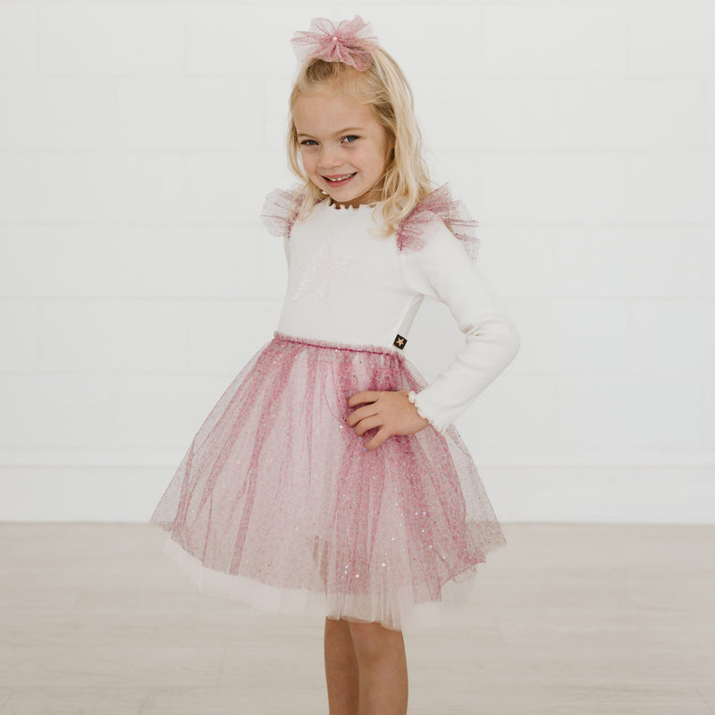 Petite Hailey Girl Frill Flower Tutu Dress Pink kids dresses Petite Hailey   