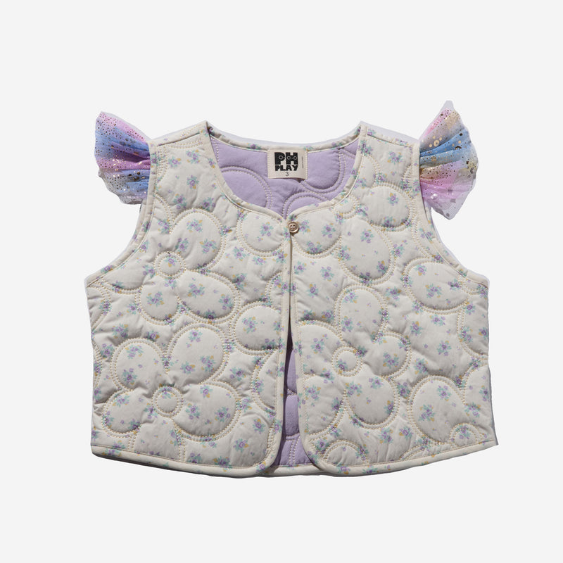 Petite Hailey Girl Flower Frill Vest Purple kids vests Petite Hailey   