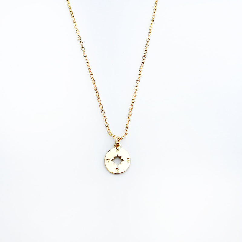 Lucky Feather Mom Necklace - I'd Be Lost Without You - Gold - Compass