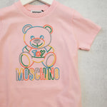 Moschino Kids Rainbow Teddy Logo T Shirt Pink kids T shirts Moschino   