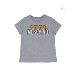 Moschino Kids Girls Short Sleeve T With Logo And Bear Graphics Grey kids T shirts Moschino   