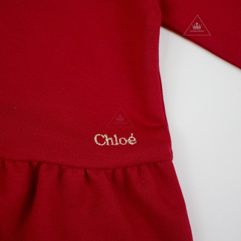 Chloé Kids Baby Long Sleeve Dress Embroidered Collar baby dresses Chloé Kids   