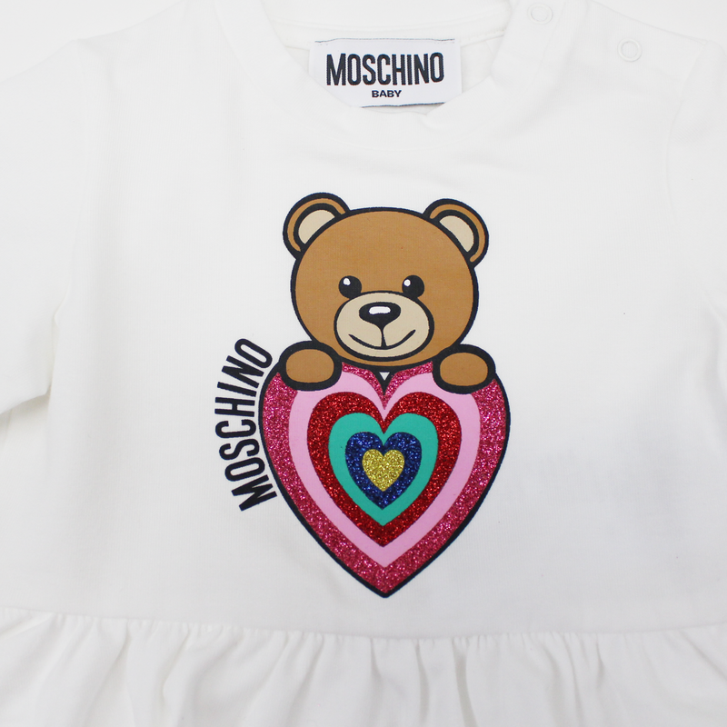 Moschino Baby Sweet Heart  Bear Printed Bodysuit baby onesies Moschino   