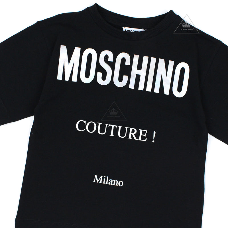 Moschino Kids Girls Teen Black Logo Maxi T-Shirt