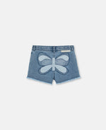 Stella McCartney Kids Girl Butterfly Denim Shorts kids shorts Stella McCarney Kids   