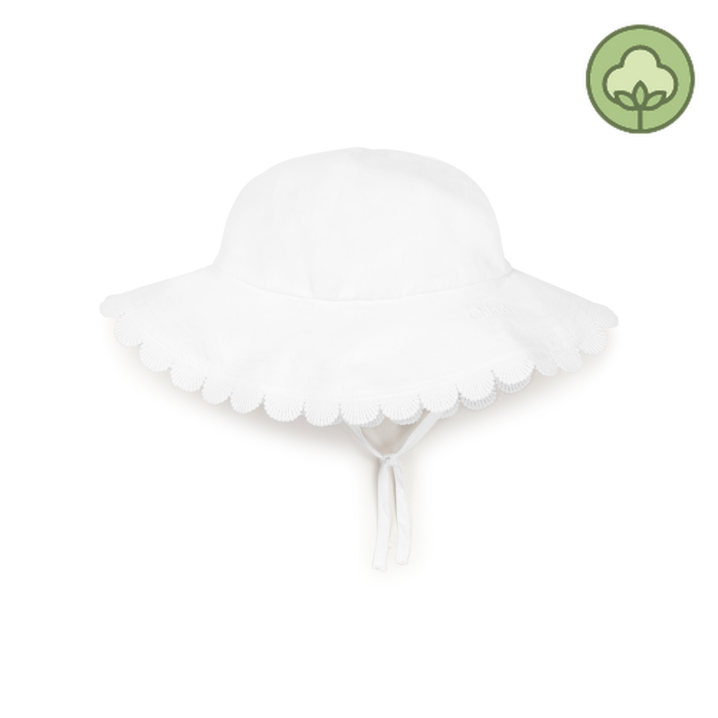 Chloe Kids Baby Girl Scallop Trim Sun Hat White Crown Forever