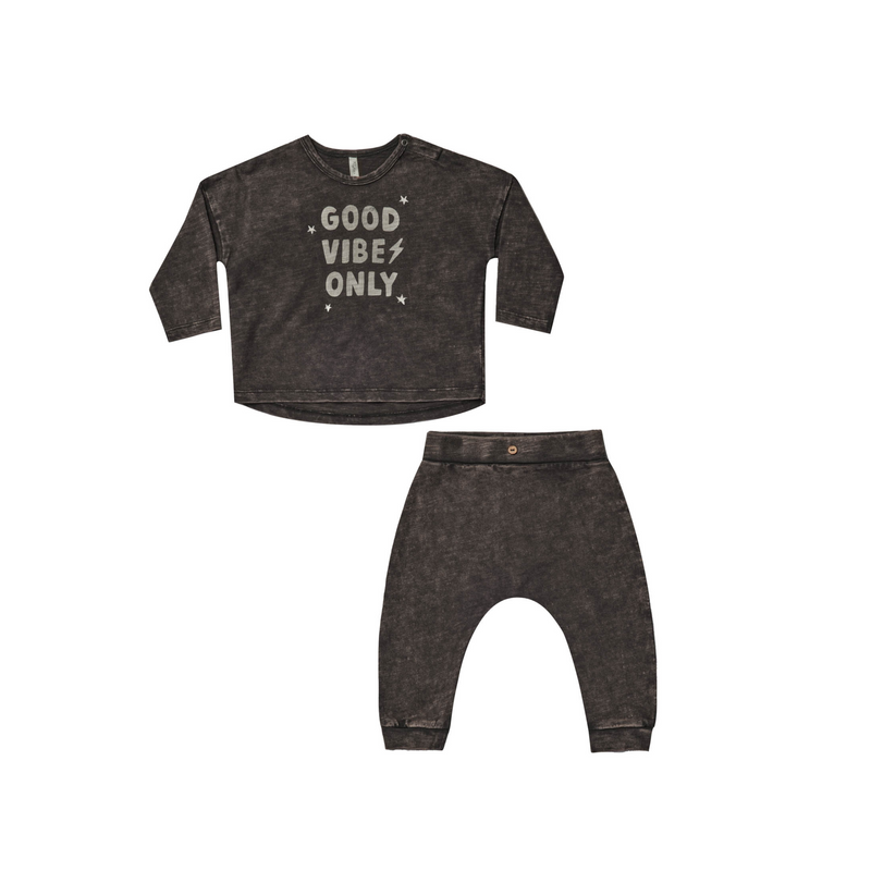Rylee + Cru Baby Long Sleeve Tee + Pant Set Good Vibes kids tops+bottoms sets Rylee And Cru   