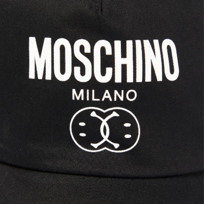 Moschino Kids Black Double Smiley Logo Cap kids hats Moschino   
